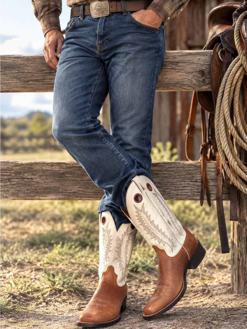 Laredo Buckaroo Cowboy Boots Men’s 11 Leather Two Tone Western 62014